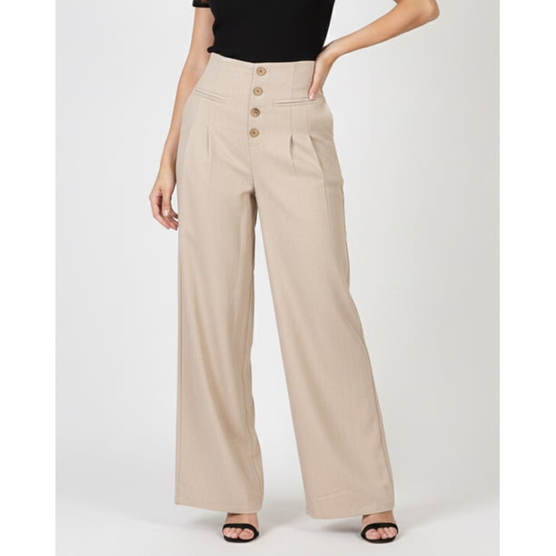Pantalón Mujer Palazzo Cintura Alta Estilo Verano