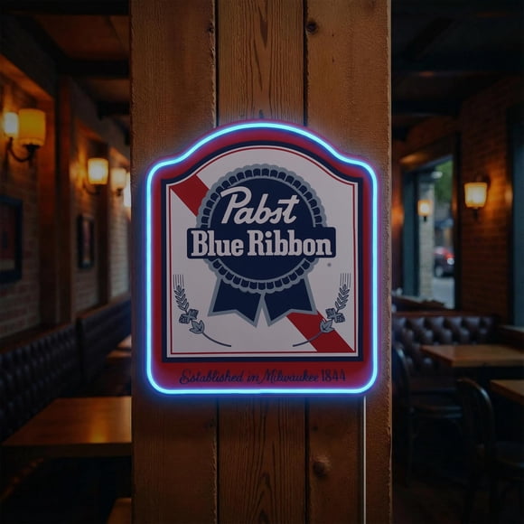 Letrero LED decorativo American Art Decor Pabst PBR Shield estilo retro de cerveza