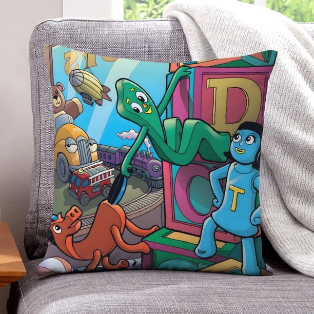 El Show de Gumby Fundas de almohada de terciopelo con tema, regalos de funda de almohada, decoración para el hogar, cojín de lanzar, regalo de cumpleaños para fans y parejas.50*50cm.