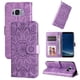 thumbnail image 1 of Funda tipo cartera FOXDOCK para Samsung Galaxy S8 , diseño girasol en relieve, cuero PU, cierre magnético, soporte y tarjetero, 1 of 5