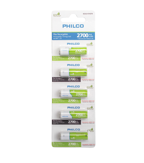 Philco - Pilas Pre-Cargadas Blister 5 Pilas Aa 2700 Mah Ultra