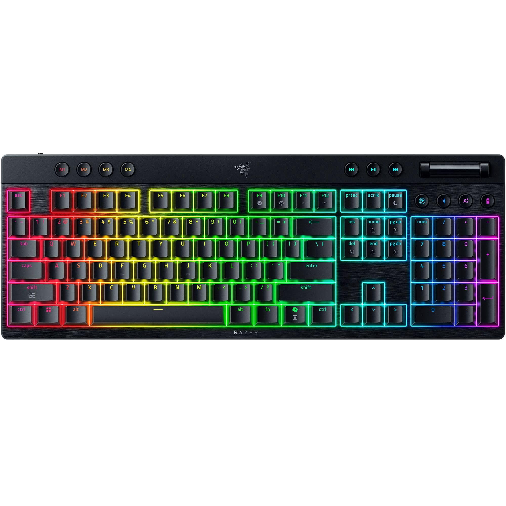 Teclado Gamer Razer Blackwidow V4 Inalámbrico Con Switch Amarillo De Perfil Bajo
