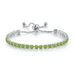 Pulsera Paris Jewelry Adjustable 7 Ct 18K White Gold Peridot