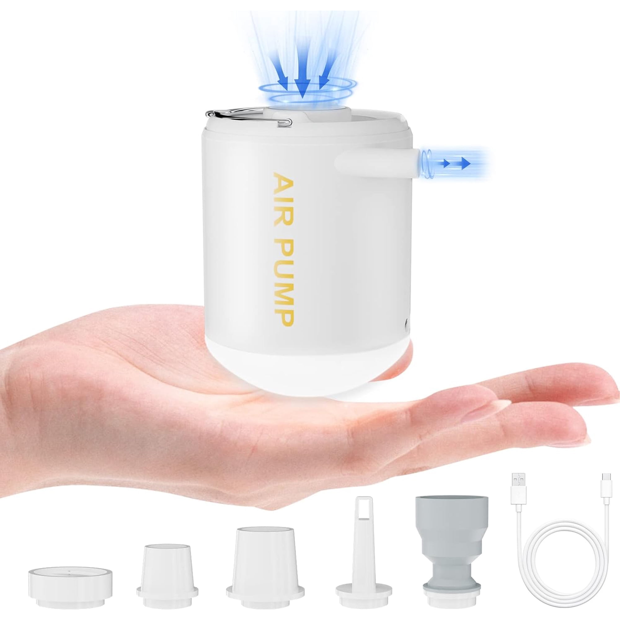Bomba De Aire Eléctrica, Bomba De Aire Portátil De 5200 MAh Con Inflado Rapido Bomba Electrica Recargable Con 3 Boquillas Para P~p189076476