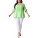 thumbnail image 2 of Blusa de talla grande para mujer Agnes Orinda, manga corta, cuello corazón, cuadros, peplum, talla 1X, verde, 2 of 6