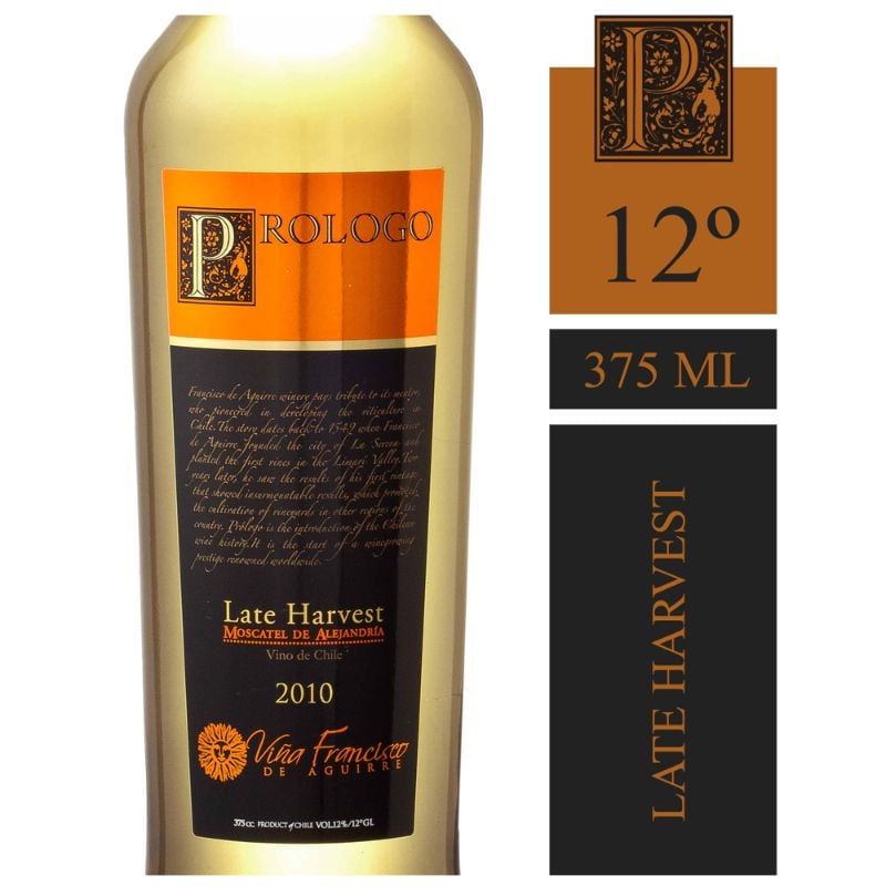 Vino Late Harvest Prólogo 12° Botella 375 ml Francisco de Aguirre