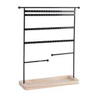 Magideal - Organizador De Exhibición De Joyas Con 80 Agujeros Con Bandeja De Madera, Soporte Para Pendientes, Organizador De Pulseras, Soporte De Exhibición Para