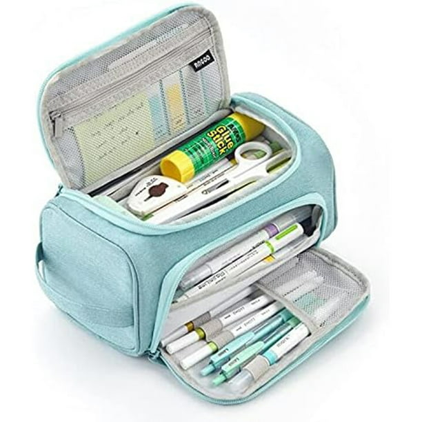 Estuche Para Lápices De Gran Capacidad, Gran Capacidad Para Guardar Rotuladores, Bolsa De Papelería Simple, Organizador De Oficina, Para Adolescentes, Niñas, Adultos Y Estudiantes (verde)