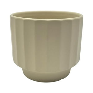Fliperex - Macetero Maceta De Ceramica Limon Mate Lineas Verticales L Amarillo