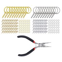 Magideal - Llavero De Aleación De 221 Piezas Con Kit De Cadena, Alicates, Pasadores De Tornillo, Conector De Anillos Para Llavero Diy, Colgante , Oro Plata
