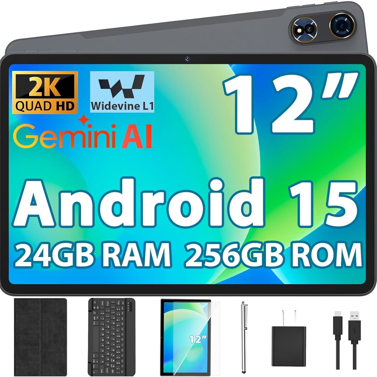 Tablet Pynarel Tab9 12 Android 15 24gb Ram 256gb Rom 2k Teclado
