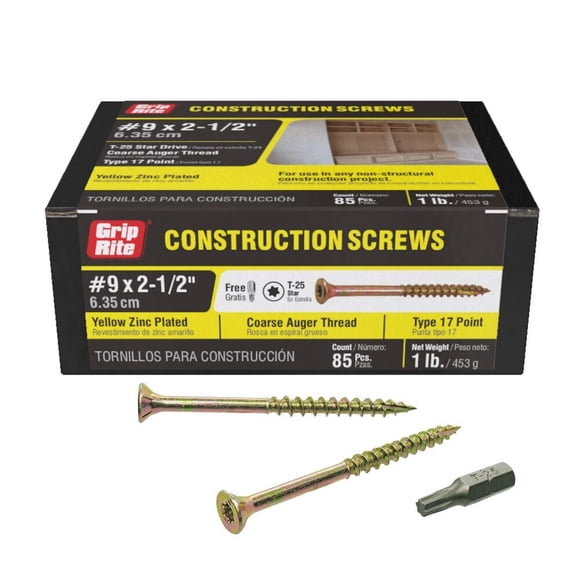 Tornillos de construcción Grip-Rite 9 x 6,35 cm T25 Star Drive