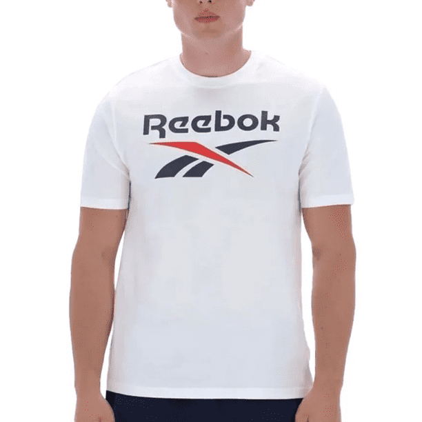 Polera Hombre Reebok Deportiva Algodón Logo Frontal Blanco