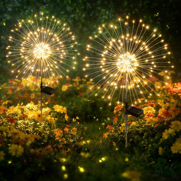 Luces de cadena SEEWELUMI 120 LED solares, 2 unidades, blanco cálido