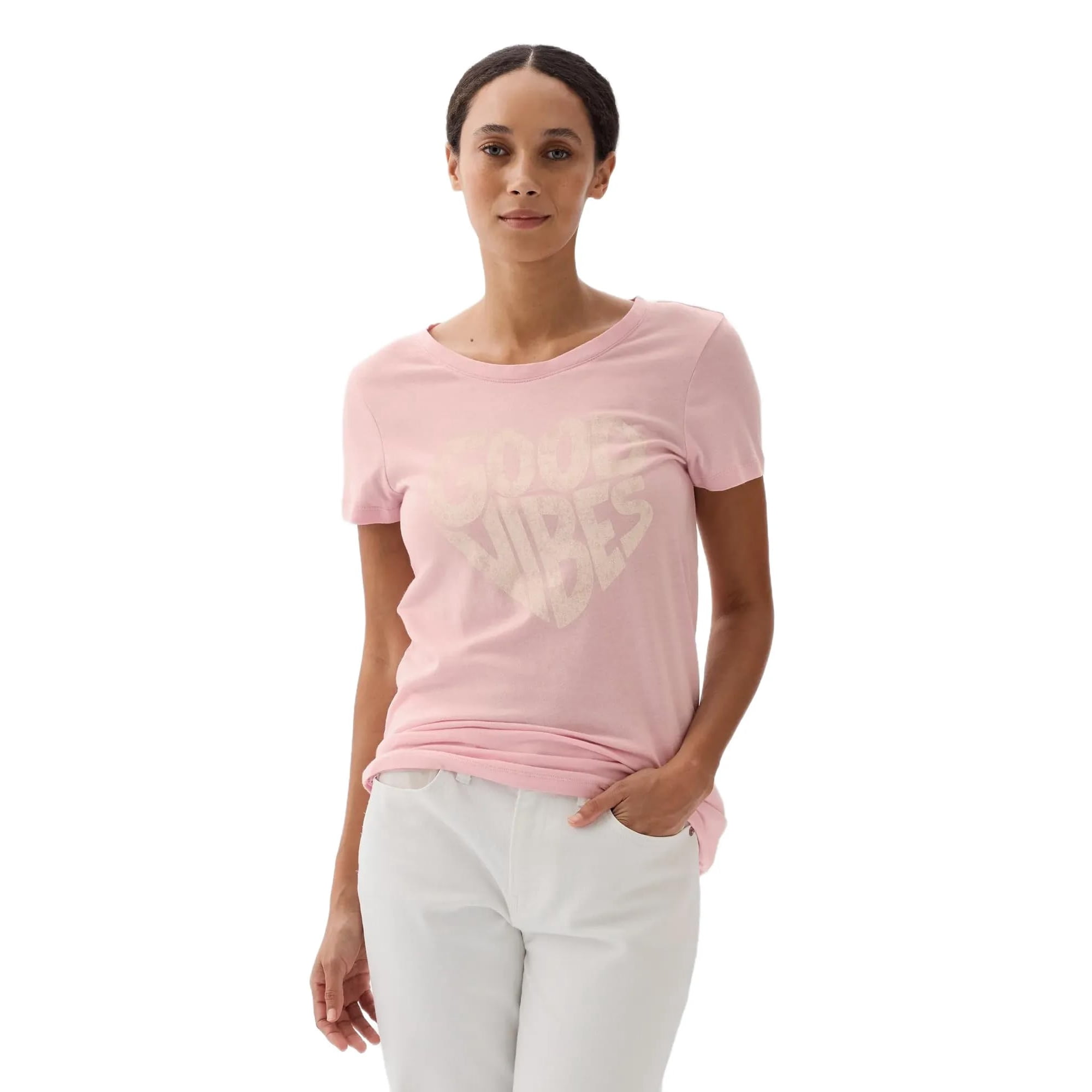 Camiseta Gap Con Cuello Redondo Favorita Para Mujer Good Vibes Xs