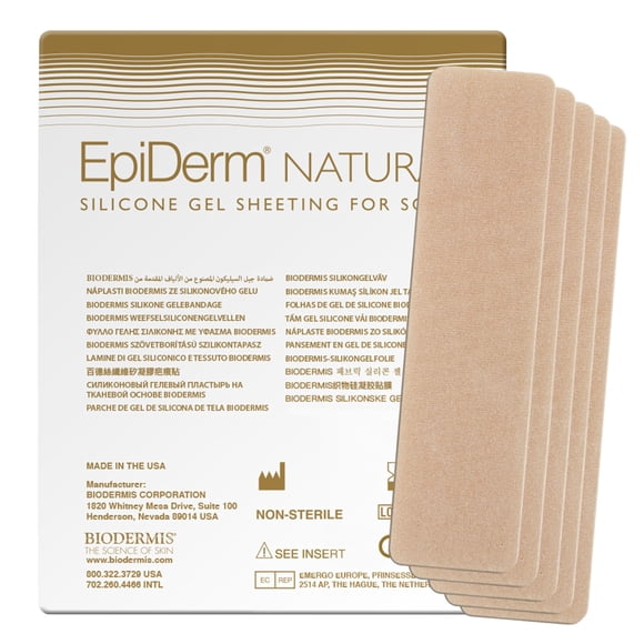Biodermis Láminas de cicatriz 3,5 cm x 15 cm 5 piezas reutilizables