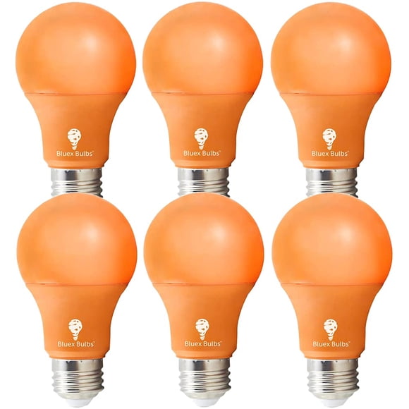 Bombillas LED Bluex A19 naranja de 7 W (equivalente a 50 W), paquete de 6
