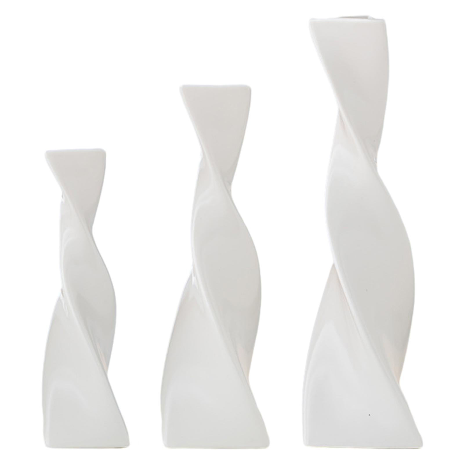 Magideal - Maceta De 3 Uds, Florero De Cerámica, Adornos Para Maceta De Escritorio, Macetero Retorcido Moderno, Geométrico Delgado Y Delgado Para Mesa De Comedor Blanco