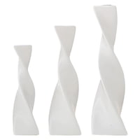 Magideal - Maceta De 3 Uds, Florero De Cerámica, Adornos Para Maceta De Escritorio, Macetero Retorcido Moderno, Geométrico Delgado Y Delgado Para Mesa De Comedor Blanco