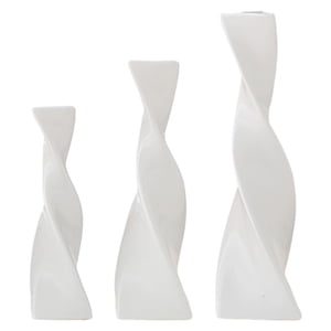 Magideal - Maceta De 3 Uds, Florero De Cerámica, Adornos Para Maceta De Escritorio, Macetero Retorcido Moderno, Geométrico Delgado Y Delgado Para Mesa De Comedor Blanco