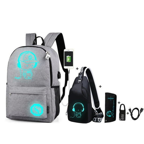 New School Backpack for Boy Girls Anime Cartoon Luminous Children's Bags Anti-Theft Bookbag Daypack Shoulder Rucksack Laptop Bag