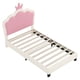 thumbnail image 2 of Twin size Upholstered Princess Bed With Crown Headboard,Twin Size Platform Bed with Headboard and Footboard, Cream+Pink(Old SKU WF303336AAK), 2 of 3