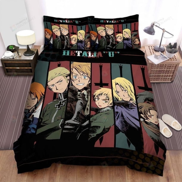 Hetalia Anime Characters World Quilt Duvet Cover Set Doona Cover Bedclothes Soft3-Piece Bedding Set