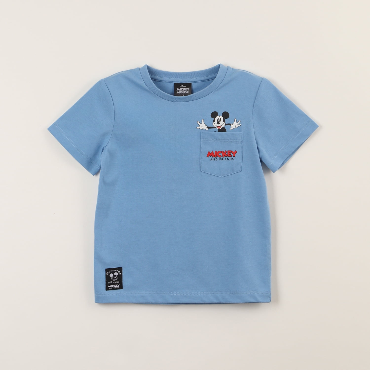Polera Manga Corta Niño Azul Bolsillo Mickey Disney