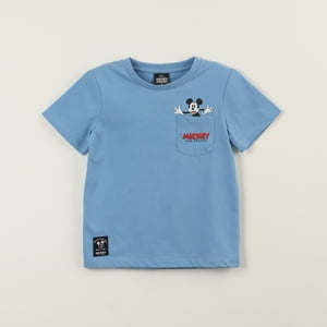 Polera Manga Corta Niño Azul Bolsillo Mickey Disney