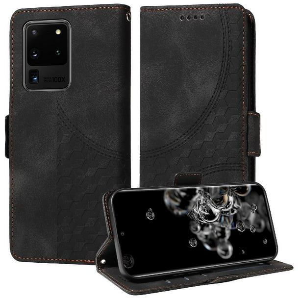 Carcasa FOXDOCK Samsung Galaxy S20 Ultra de cuero PU, diseño acolchado clásico, protección contra caídas y rayones