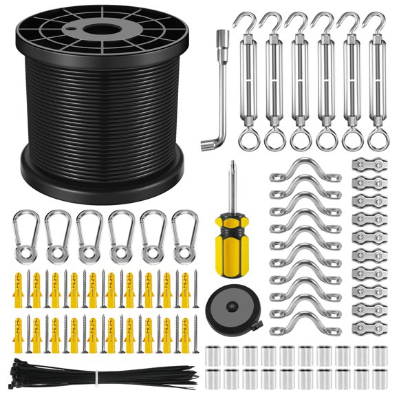Kit de suspensión para guirnaldas de luces NEREUS, cable recubierto de vinilo de 61 m