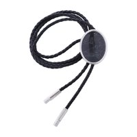 Magideal - Corbata De Bolo Occidental Retro, Corbata Para Hombres, Collar, Corbata Con Colgante, Joyería Ovalada, Accesorio De Ropa Para Trajes De Suéter De Fest Rayas Negras