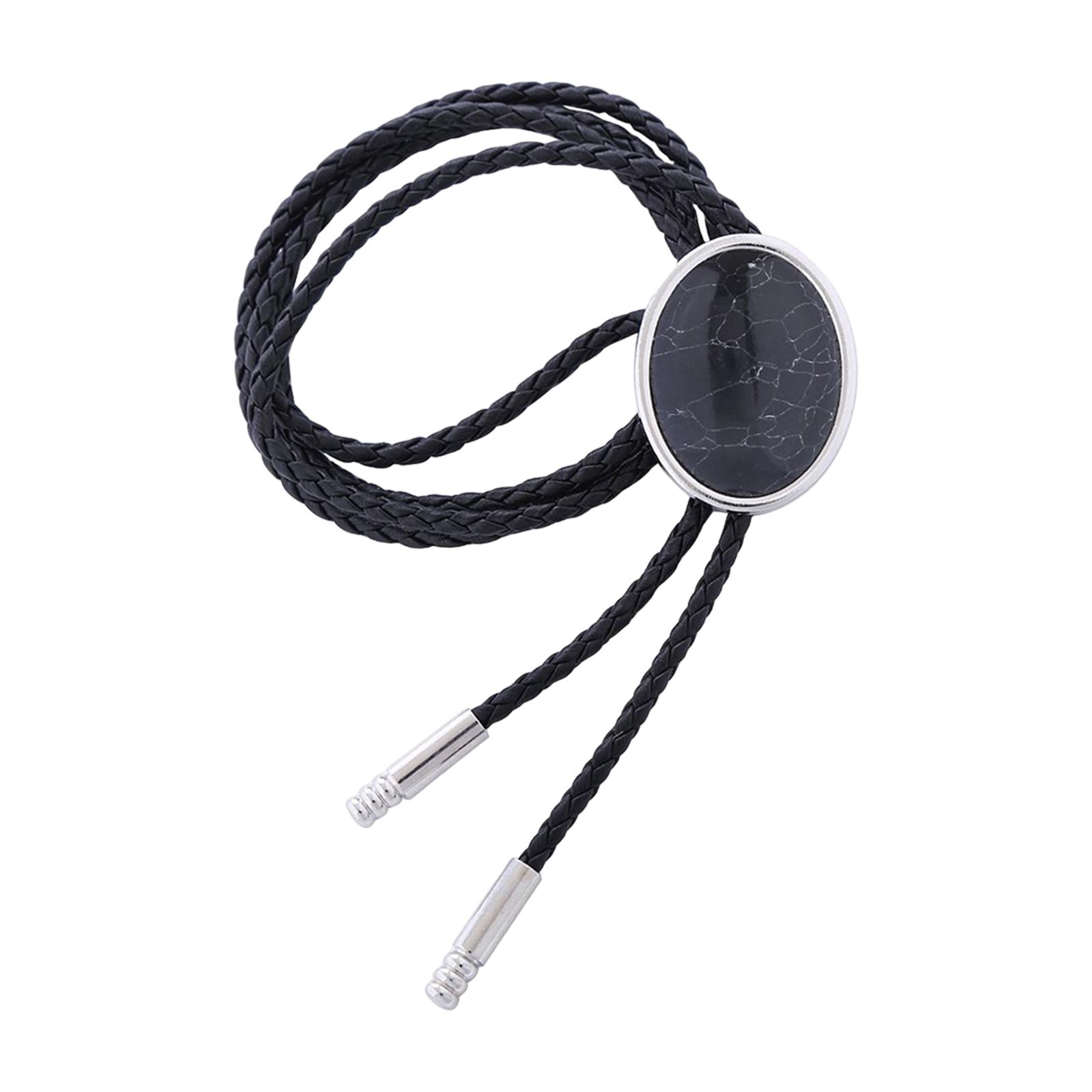 Magideal - Corbata De Bolo Occidental Retro, Corbata Para Hombres, Collar, Corbata Con Colgante, Joyería Ovalada, Accesorio De Ropa Para Trajes De Suéter De Fest Rayas Negras