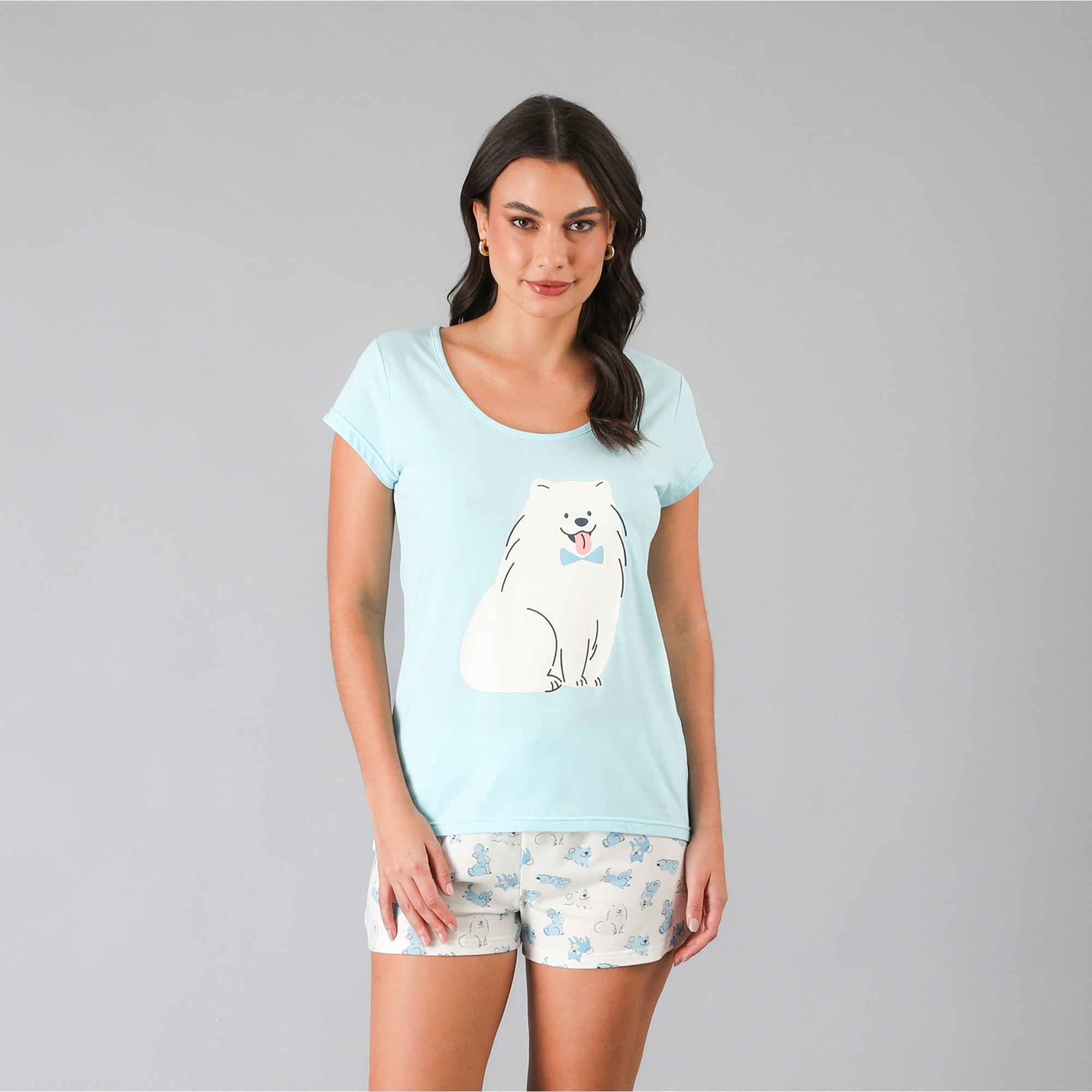 Pijamas Top M. Corta + Short Flores Mujer 33860-247