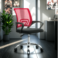 Arthome - Silla De Oficina Ejecutiva Nueva York Ergonomica Respaldo Malla Roja Bm-520Mr