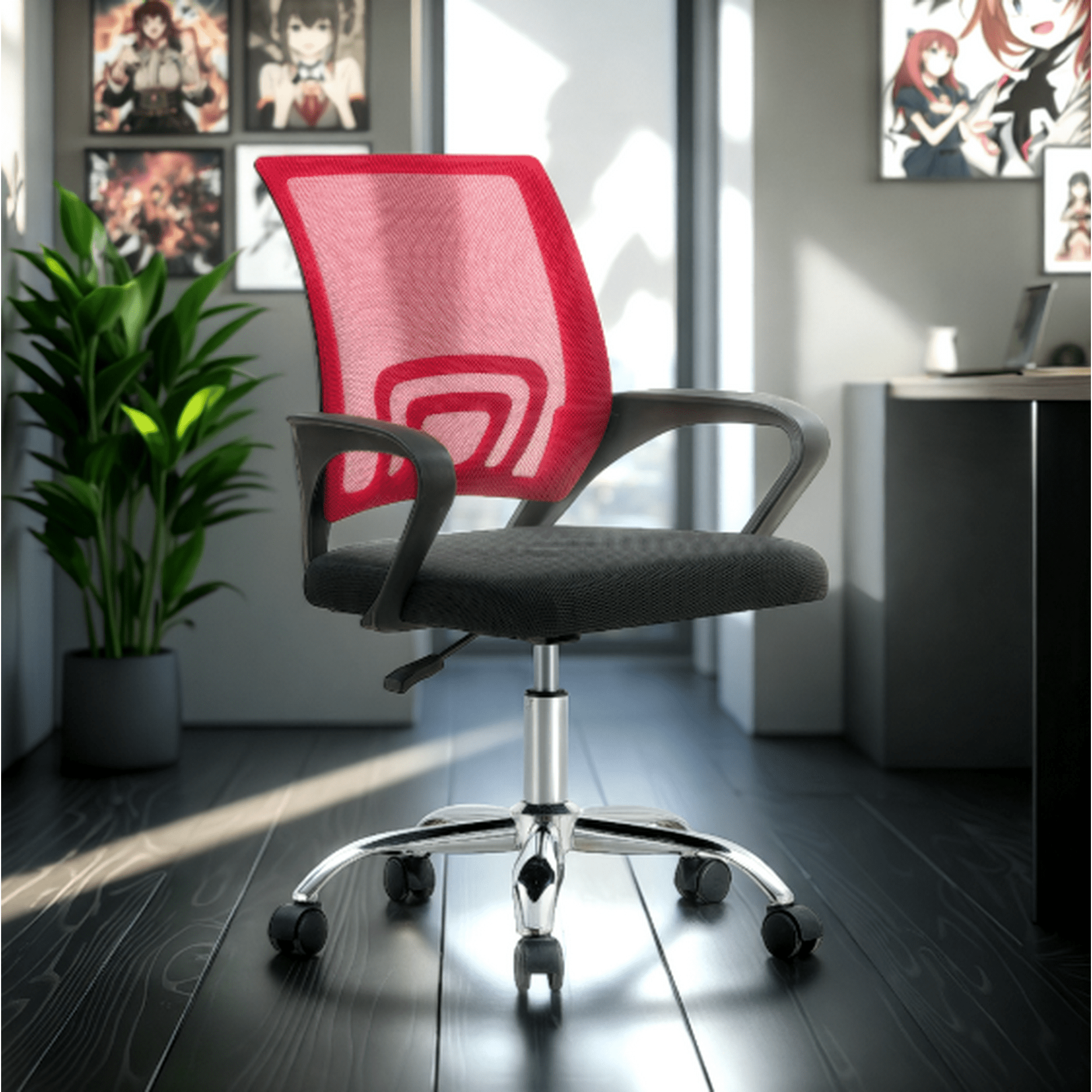 Arthome - Silla De Oficina Ejecutiva Nueva York Ergonomica Respaldo Malla Roja Bm-520mr