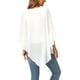 thumbnail image 3 of INSPIRE CHIC Blusa fluida de mujer con cuello en V, ligera, de gasa, elegante, camisa asimétrica, de doble capa, para verano, talla S, blanca, 3 of 6