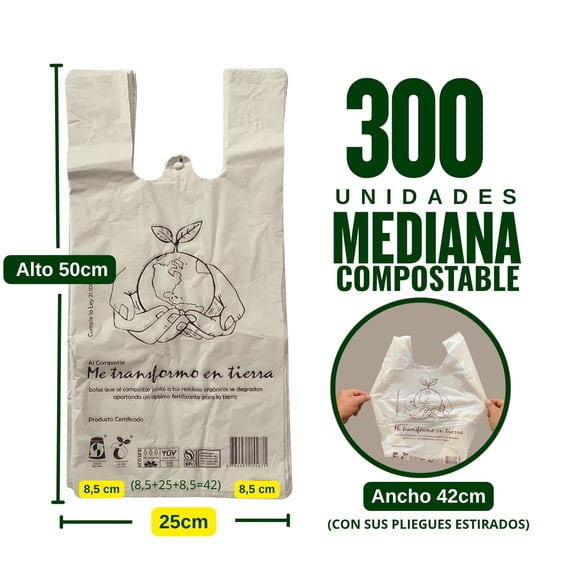 Bolsa Compostable y Biodegradable 42x50 cm | 300 unidades