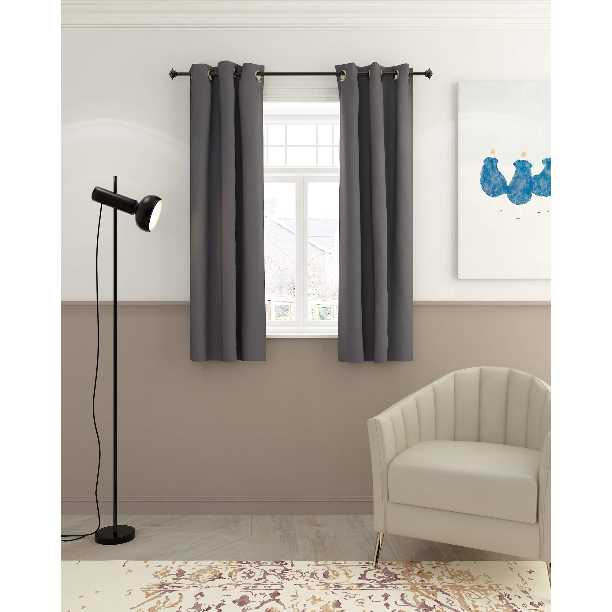 Cortina Furinno Collins Gris Oscuro 107 X 160 Cm 100% Poliéster