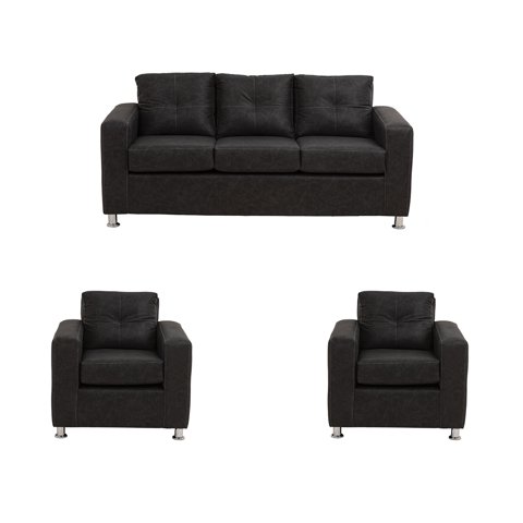 Muebles América - Living George 311 Cuero Auris Negro