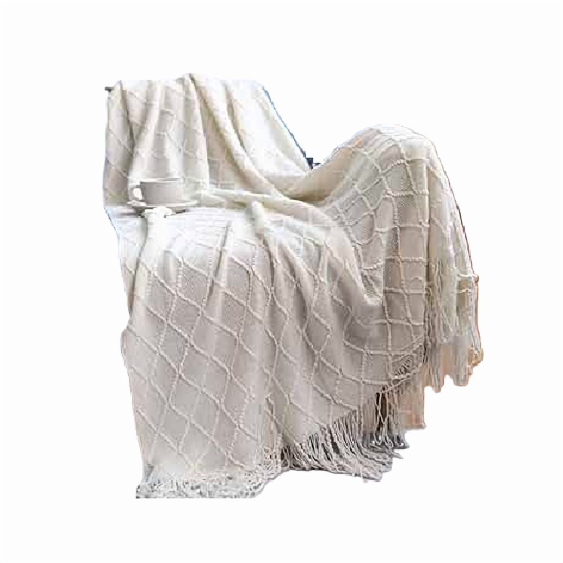 Genérico - Manta Decorativa Tejida Para Sillón, Piecera O Cama Color Blanco