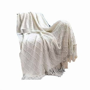Genérico - Manta Decorativa Tejida Para Sillón, Piecera O Cama Color Blanco
