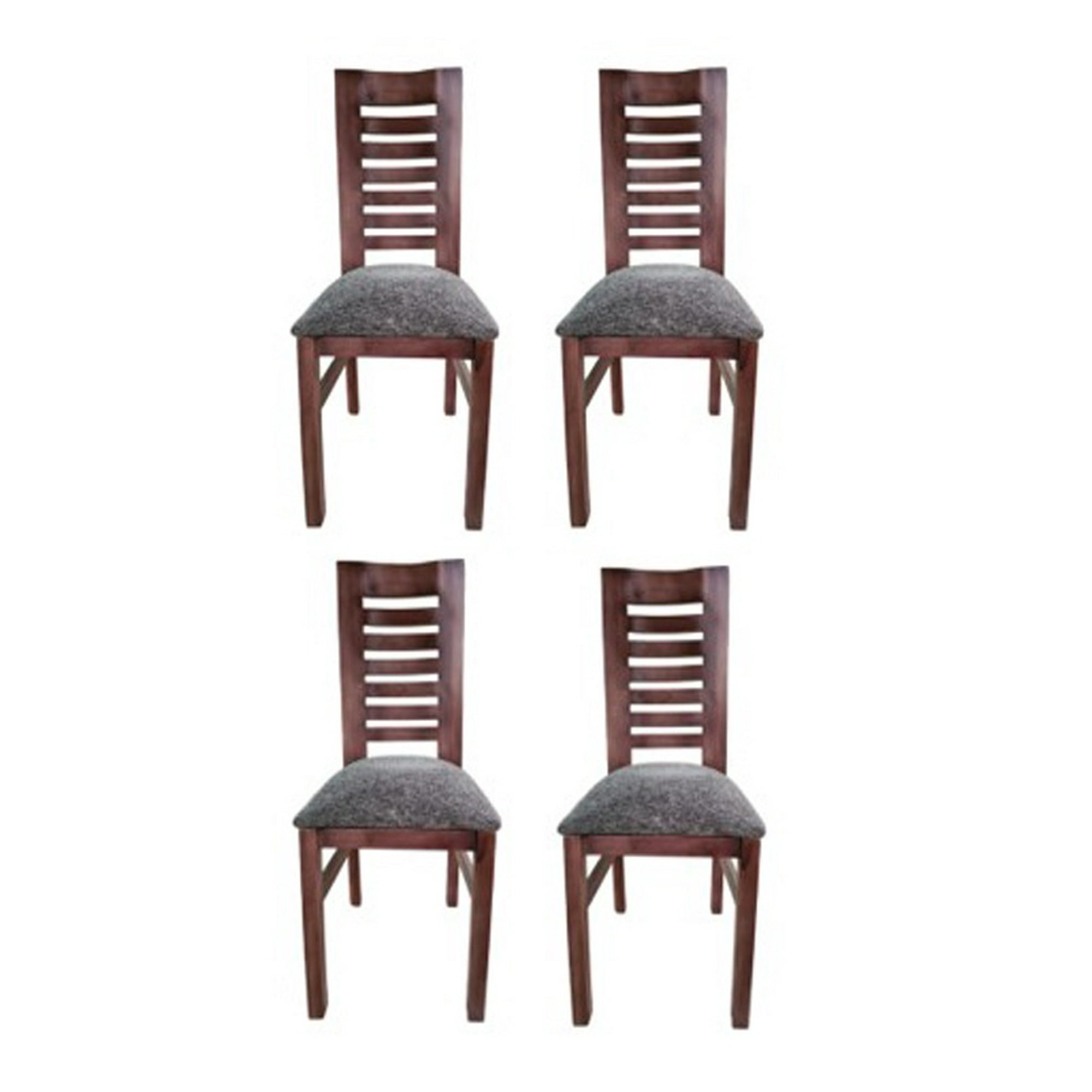 Koliat - Pack 4 Sillas Oporto Nogal Tapiz Gris