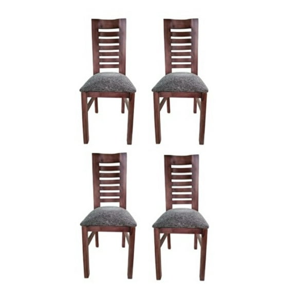 Pack 4 Sillas Oporto Nogal Tapiz Gris