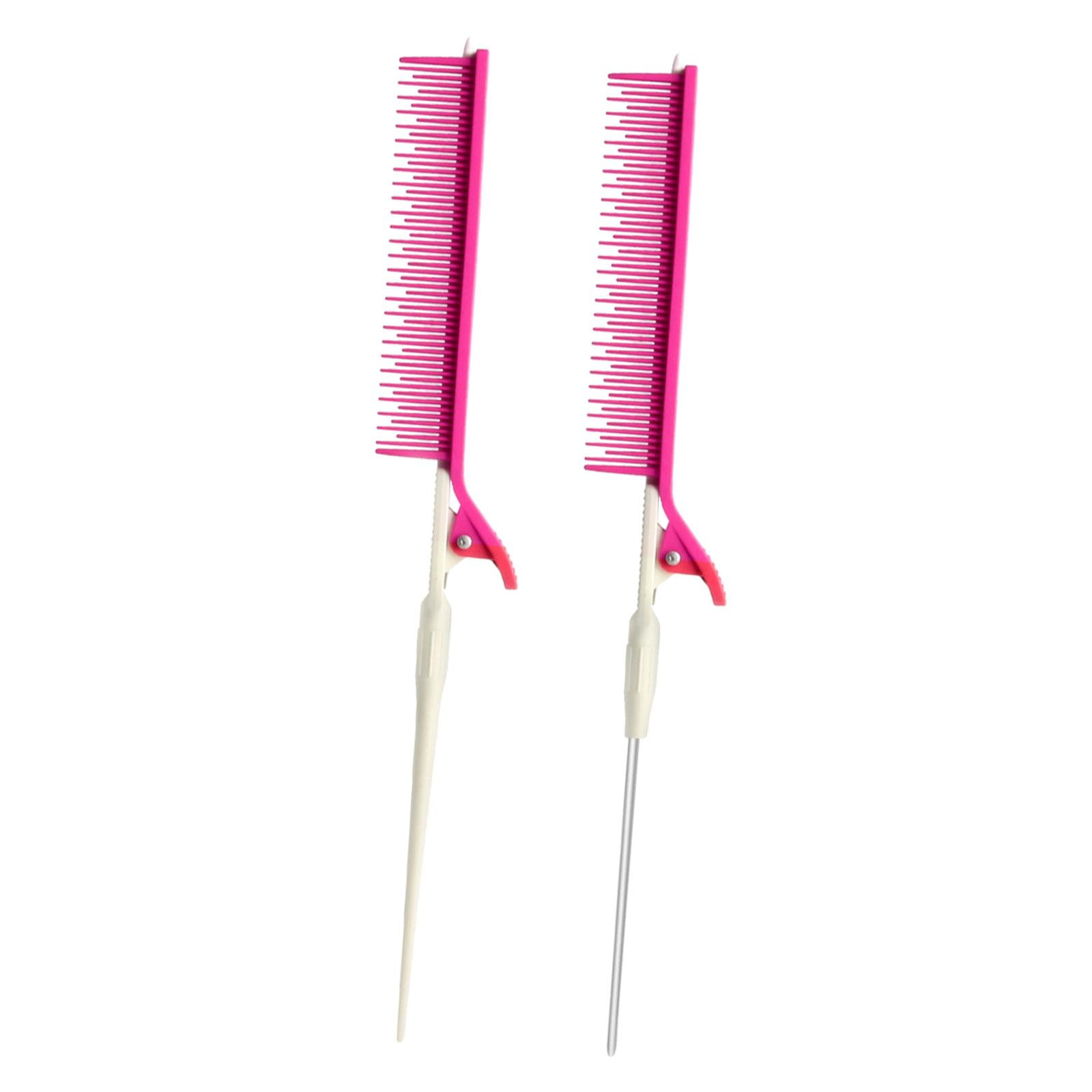 Ioensy - Peine Para Resaltar, Peine Con Clip Para Todo Tipo De Cabello, Recorte De Peinado, Color Rosa Y Blanco