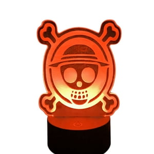 Lelumania - Lampara Ilusion 3D Logo One Piece De 7 Colores, Base Touch