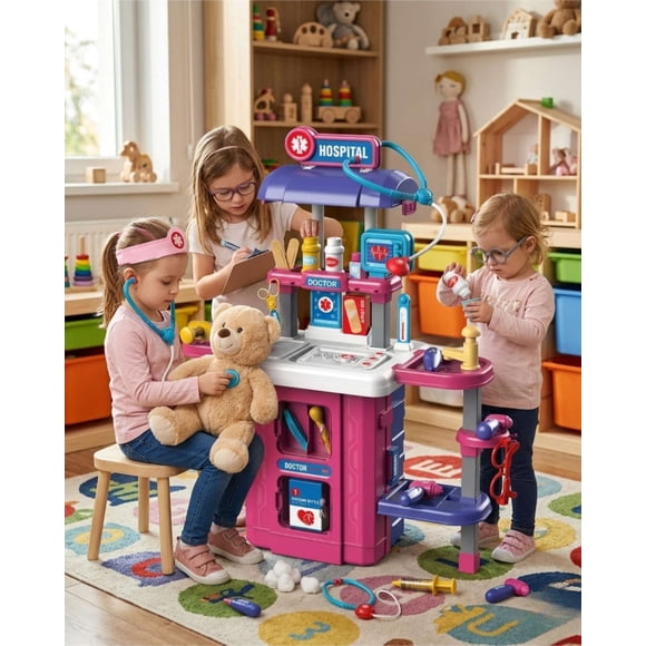 Set de Doctor Infantil 3 en 1 Juguete con Maleta Médica Móvil