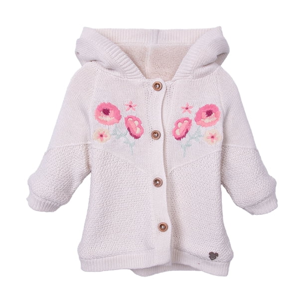 Chaleco Bebé Niña Forrado Coral Fleece con Gorro Crudo