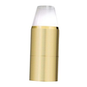 Magideal - 30 Uds. Vasos De Plástico Transparente, Vasos De Cóctel De 9Oz, Vasos Para Beber Para Aniversarios, Taza De Mousse, Decoración De Acción De Gracias De Oro