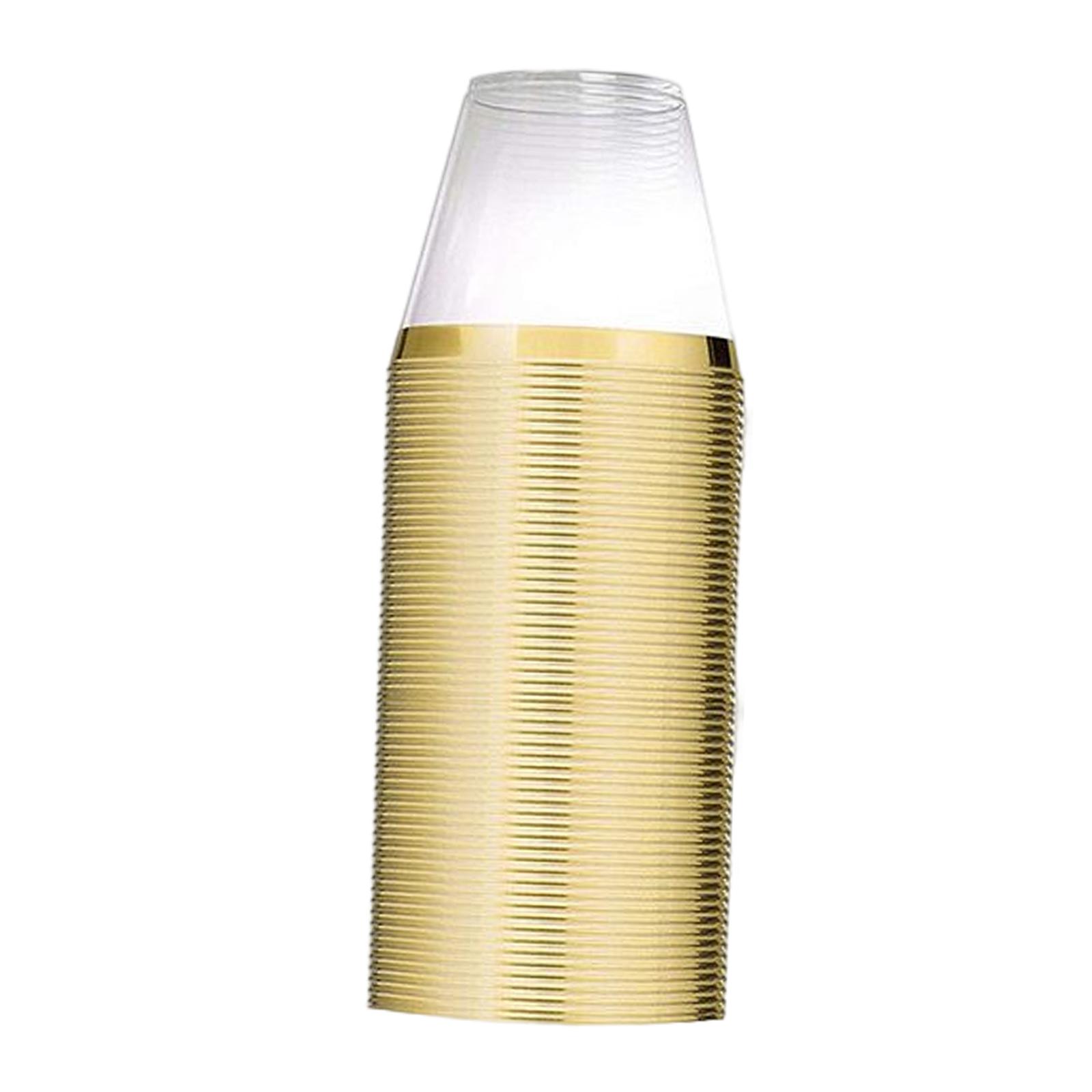 Magideal - 30 Uds. Vasos De Plástico Transparente, Vasos De Cóctel De 9Oz, Vasos Para Beber Para Aniversarios, Taza De Mousse, Decoración De Acción De Gracias De Oro
